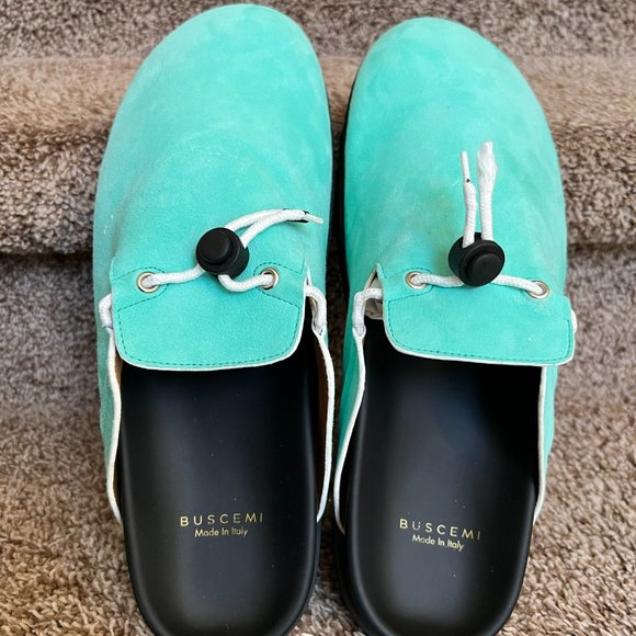BUSCEMI Men\'s Suede Turquoise Drawstrings Clogs. main image 5